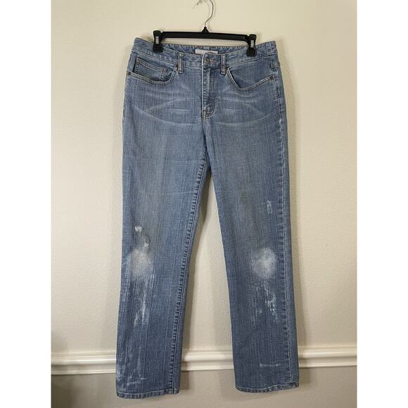 Chicos Platinum, Blue Denim Jeans , Distressed, Womens Size 0.5 - Picture 1 of 6